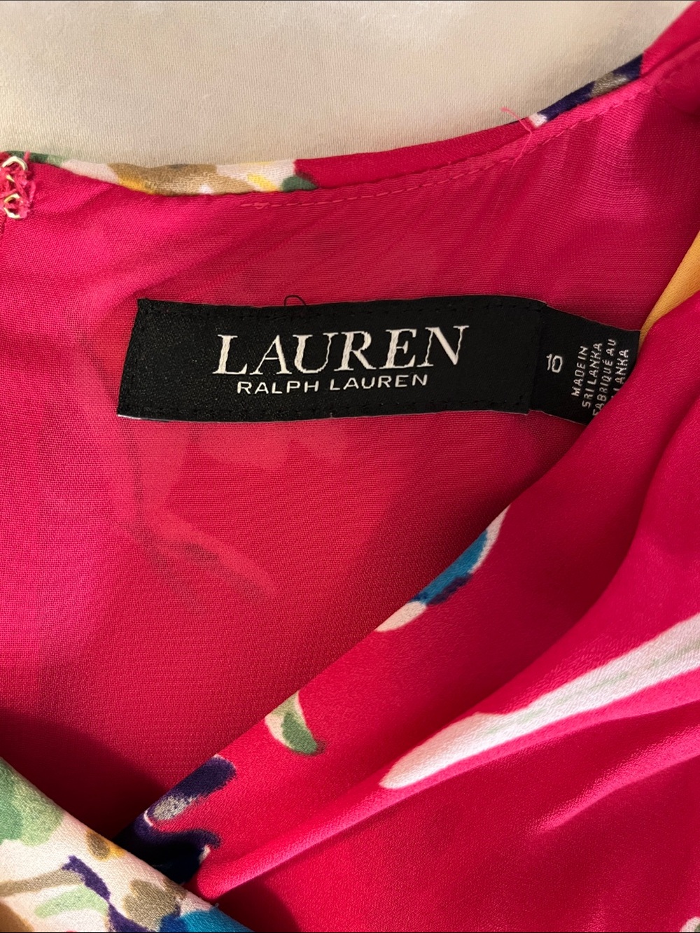 Ralph Lauren Bright Fuchsia Floral Cross-Neck Midi Dress - Picture 2 of 14
